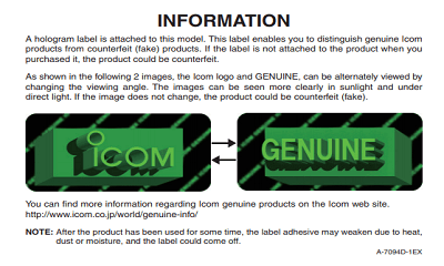 Icom Genuine Products